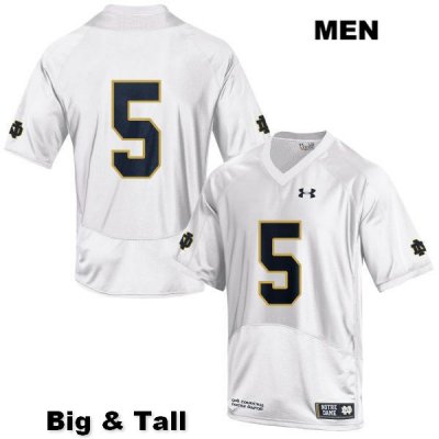 Notre Dame Fighting Irish Men's Troy Pride Jr. #5 White Under Armour No Name Authentic Stitched Big & Tall College NCAA Football Jersey WFF8299AX
